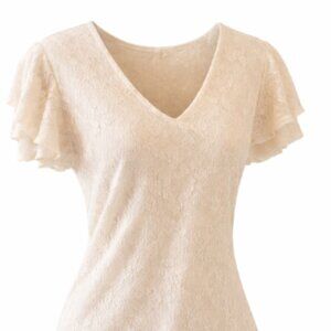 Vince Camuto Ivory Lace V-Neck Top – New With Tags
